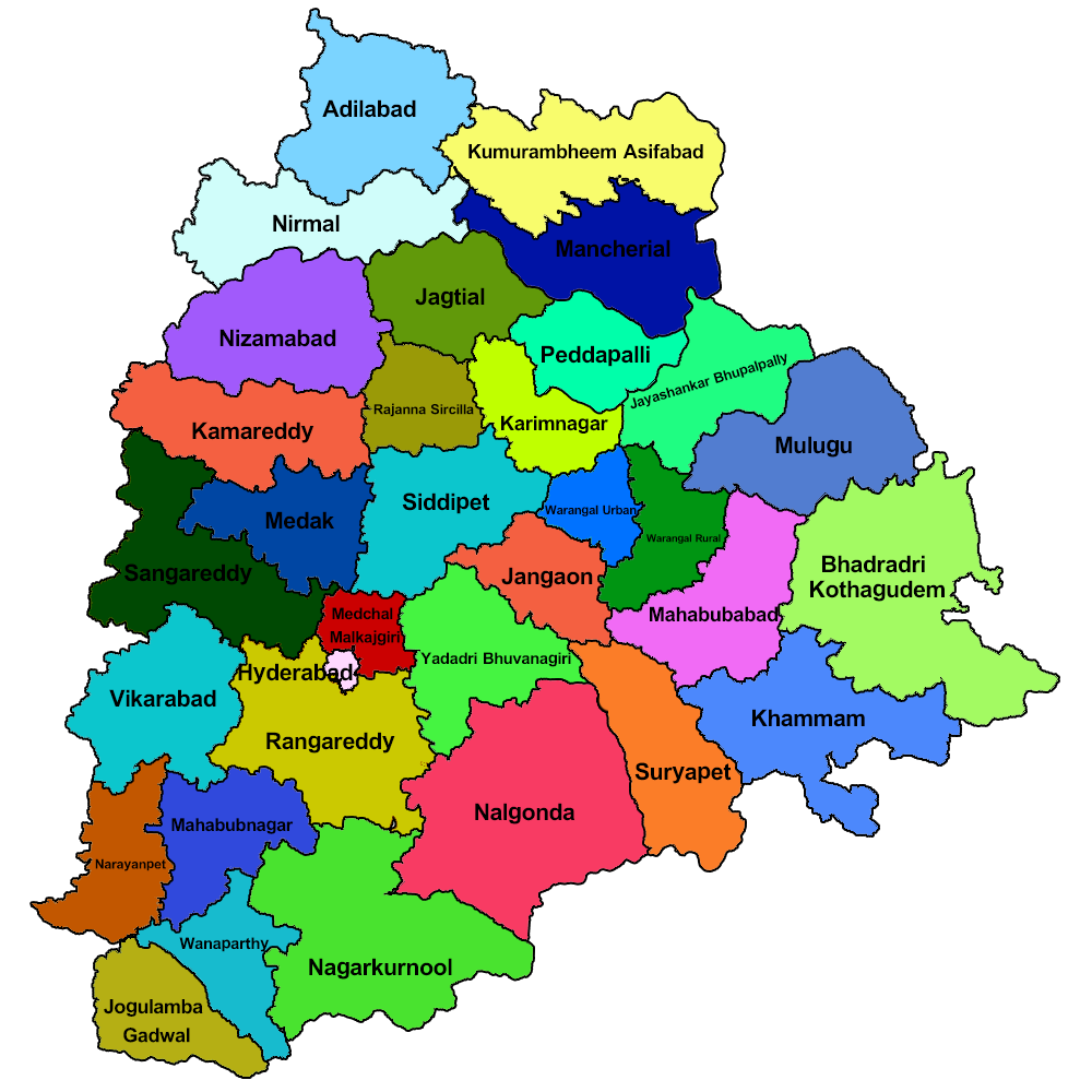 Telangana Districts Map